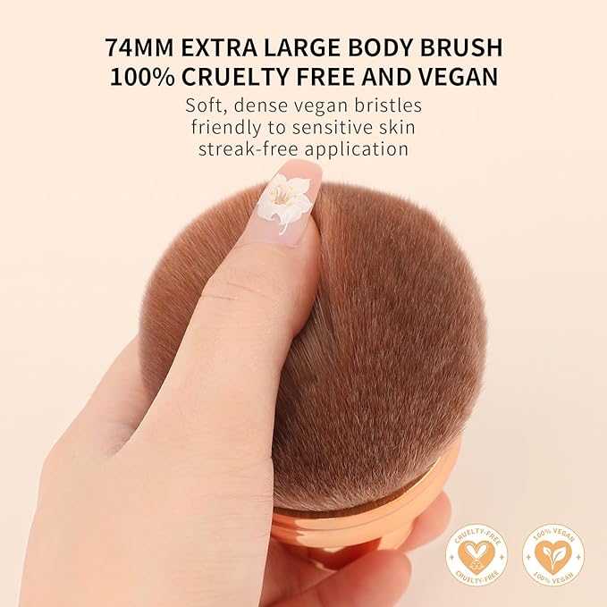 docolor Extra Large Body Makeup Brush For Self Tanner, 3 Inch Width Self Tanning Blend Brush, Soft synthetic hair, Powder, Foundation, Blusher, Bronzer, Face and Body Brush Gift box-VivaGrace Women