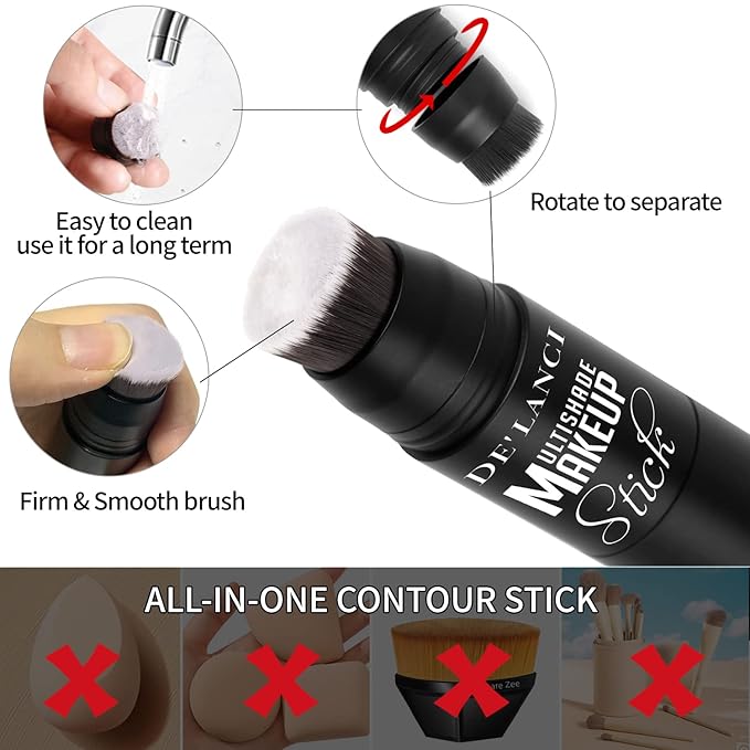 Matte Blush Stick with Built in Brush for Cheeks Summer,Ultra Pigmented Color Pop Makeup Dark Red Blush for Cheeks/Lip/Eyes,DE’LANCI Makeup Gifts for Women/Girl,Travel Size Cute Blush,Cruelty-Free #5-VivaGrace Women