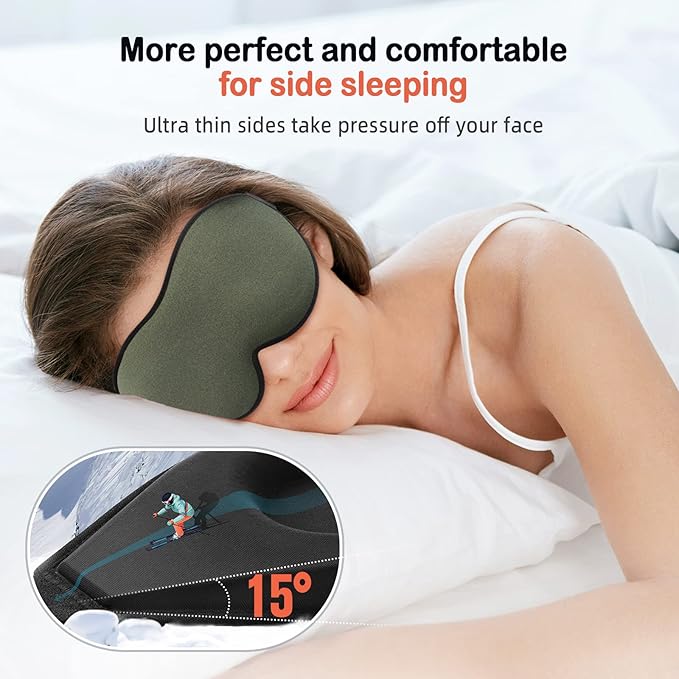 LitBear Sleep Mask for Men Side Sleeper, Sleeping Mask for Women Light Blocking, 3D Contoured Cup Eye Mask Sleeping, Soft Lightweight Sleep Eye Mask with Adjustable Elastic Strap for Traveling-VivaGrace Women