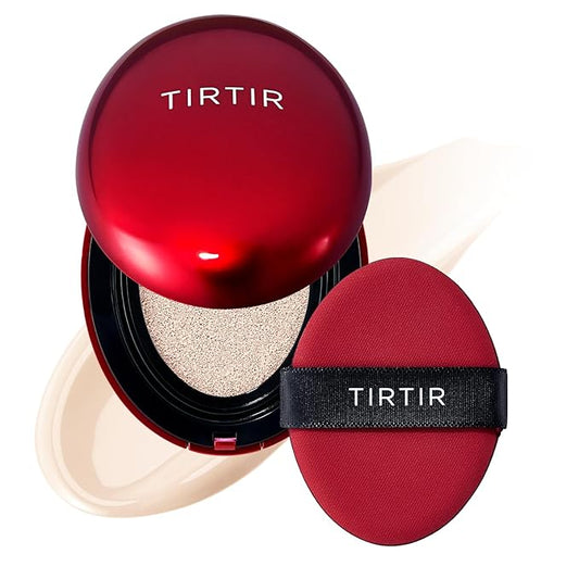 TIRTIR Mask Fit Red Cushion Foundation | Full coverage, Weightless, Skin fit, Satin Glow Finish, Korean Makeup BB Foundation, beauty, Tattoo cover up, Buildable (#10C Shell, 0.63 Fl Oz)-VivaGrace Women