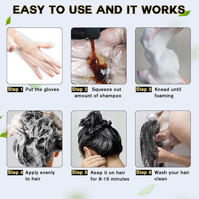 Black Hair Dye Shampoo 3 in 1 for Women/Men for Gray Coverage Instant Hair Color Shampoo Semi Permanent Champu Para Cana-VivaGrace Women