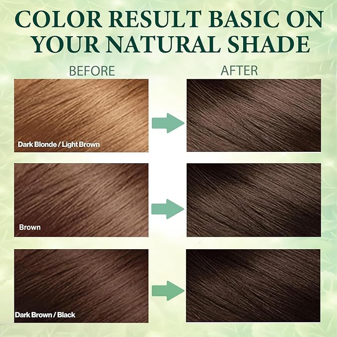 Instant Brown Hair Dye Color Shampoo 3 in 1 for Gray Hair Coverage - Herbal, Easy to Use, Long Lasting for Women & Men, 500Ml (Dark Brown)-VivaGrace Women