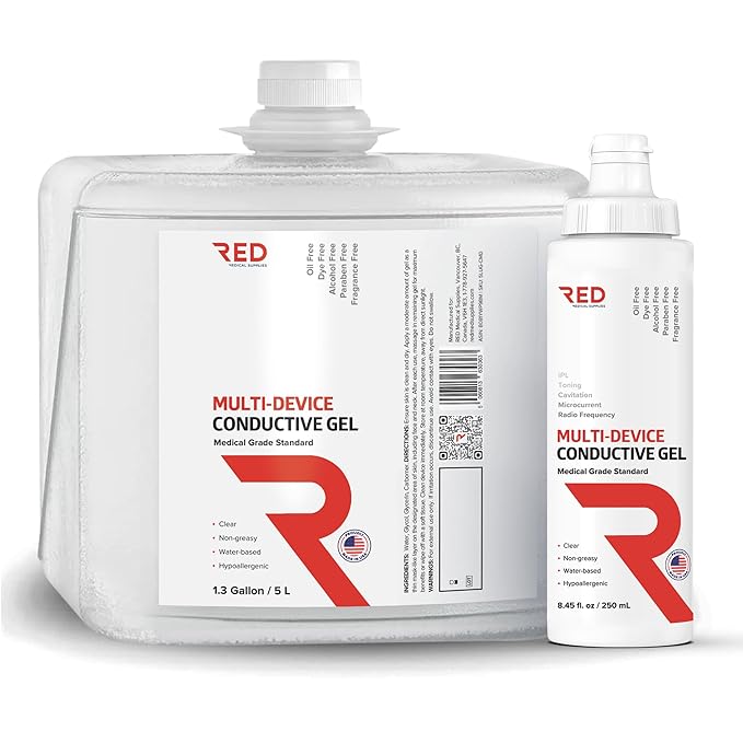 Professional-Grade Ultrasound Gel | Multi-Device Compatible Conductive Gel for Beauty & Skincare Devices | Hydrating, Hypoallergenic, Water-Based, Non-Greasy, Unscented| 5L Cube+8.45 fl oz Bottle-VivaGrace Women