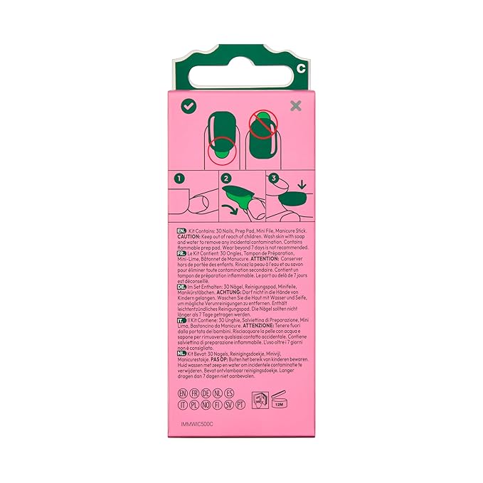 WICKED X imPRESS Design Press On Nails , The EASIEST NO GLUE Mani, Super Hold Adhesive, ‘Beautifical’, White, Medium Oval, Includes 30 Fake Nails, 1 Prep Pad, 1 Manicure Stick, 1 Mini File
