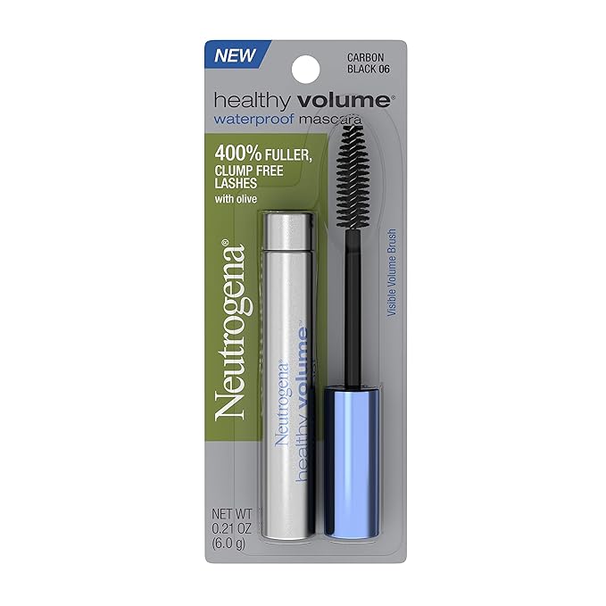 Neutrogena Healthy Volume Lash-Plumping Waterproof Mascara Volumizing And Conditioning Mascara With Olive Oil To Build Fuller Lashes Clump Smudge & Flake-Free Carbon Black 06 0.21 oz