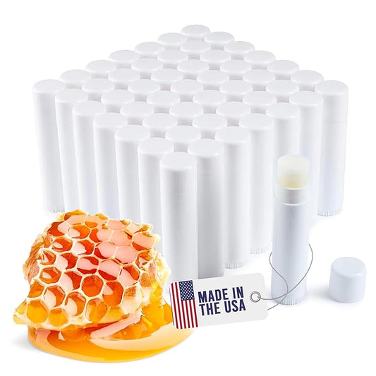 Lip Balm Bulk Unlabeled - Made in USA Bulk Chapstick - Natural Ingredients Vitamin E Shea Butter - Custom Chapstick Bulk For Party & Wedding Favors (50 Count, Honey)-VivaGrace Women