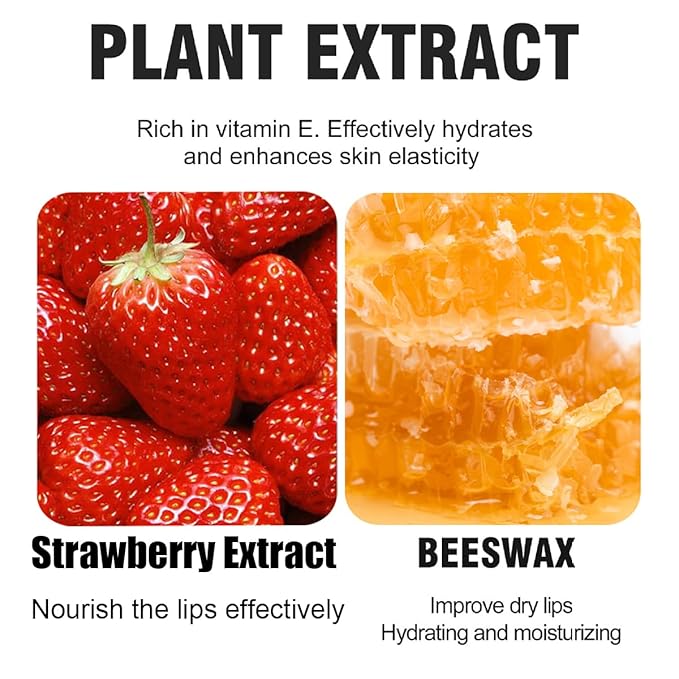 2PCS Strawberry & Honey Lip Balm, Hydrating Lip Propolis Sleeping Lip Mask, Moisturizing & Prevention Dry and Cracked Lip Scrubs Exfoliator, Lip Repair Nourishes the Lip Skin-VivaGrace Women