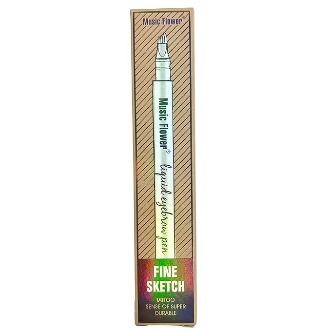 Music Flower Eyebrow Pencil, Liquid Eyebrow pen, Smudgeproof Long Lasting Fine Sketch Brow Pen with Micro-Fork Tip,Waterproof Microblading Pen-Black