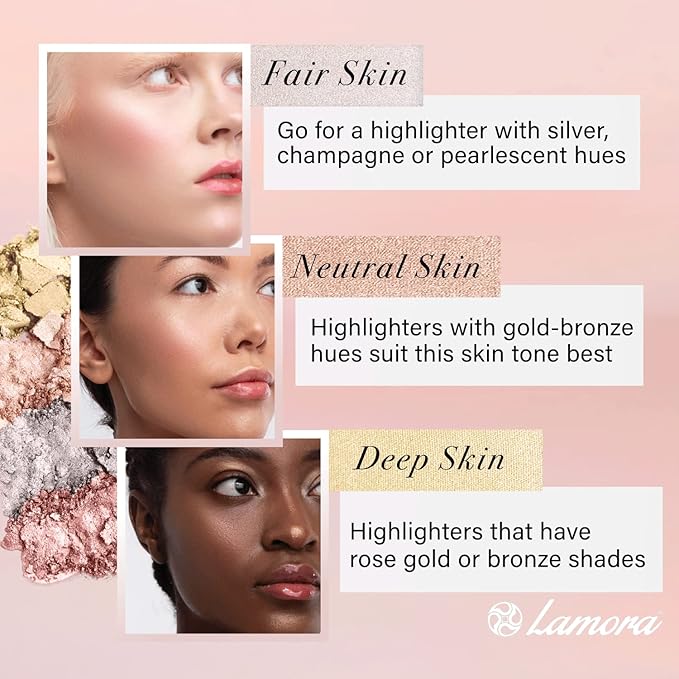 Highlighter Palette Highlighter Makeup Iluminador - Glow Bronzer Powder Makeup Highlighter Kit With Mirror - 4 Highly Pigmented Face Highlighter Shimmer Colors - Vegan, Cruelty Free & Hypoallergenic-VivaGrace Women