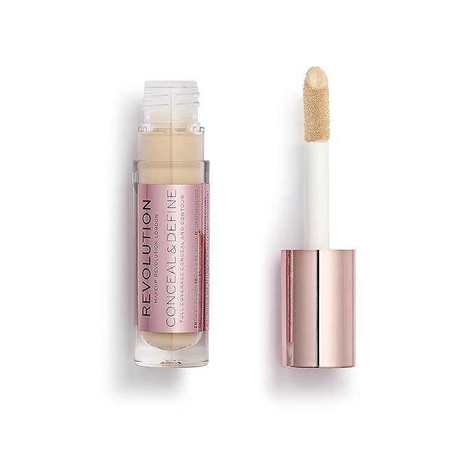Revolution Beauty, Conceal & Define Concealer, Full Coverage & Lightweight, Long-Lasting Matte Finish, Vegan & Cruelty Free, C6 Fair or Light Skin Tones, 0.14 Oz.-VivaGrace Women