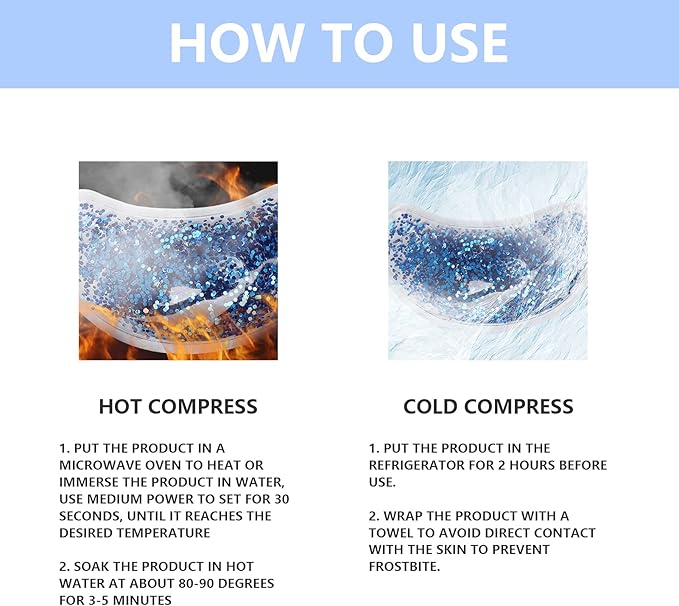 Eye Gel Ice Pack, Reusable Gel Eye, Eye Cooling Pad Hot Cold Eye Patch, Under Eye Patches to Relieve Tired Eyes, Dark Circles(Blue)-VivaGrace Women