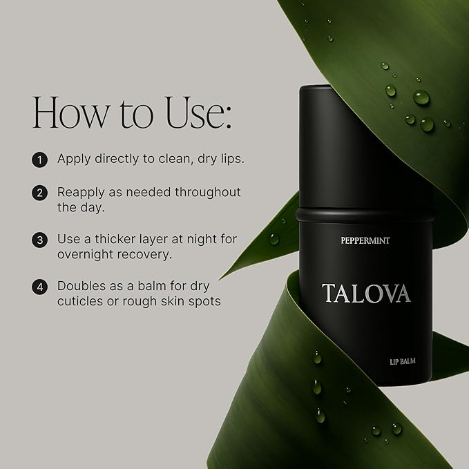 Peppermint Lip Balm, Natural & Clean Moisturizing Lip Balm with Vitamins A, D, E, and K, Nourishes and Smooths Texture, Moisturizer for Dry and Chapped Lips, Non-toxic, Made in USA-VivaGrace Women