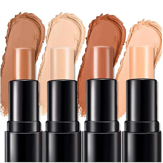 4 Colors Cream Contour, Stick Palette, Contouring Concealer, Stick Primer, Face Makeup Kit for Beginners, Cream Concealer and Highlight Stick(#2+3)-VivaGrace Women