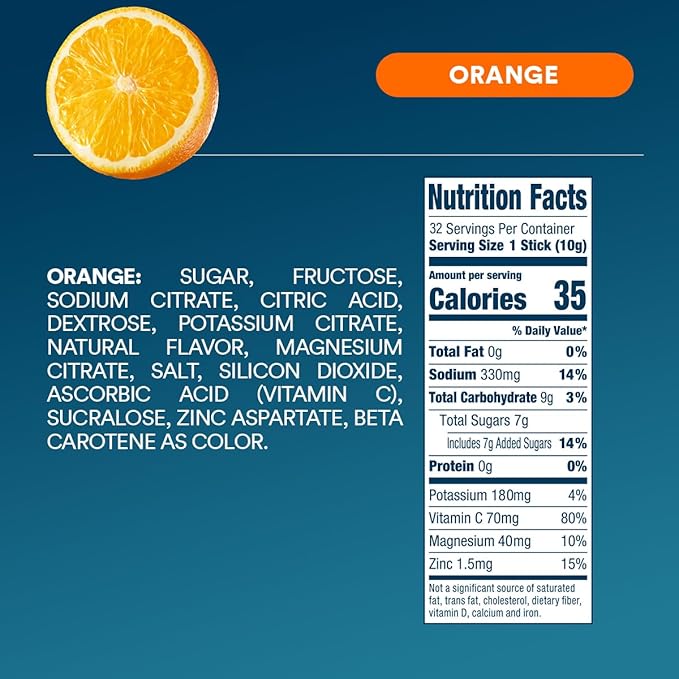 DripDrop Hydration Packets - Orange - Single Serve Electrolytes Powder Drink Mix - Non-GMO, Gluten Free, Vegan - 32 Sticks-VivaGrace Women