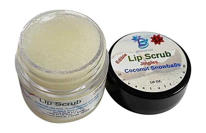 Diva Stuff Ultra Hydrating Lip Scrub for Soft Lips, Gentle Exfoliation, Moisturizer & Conditioner, ¼ oz - Made in the USA (JIngles Coconut Snowball)-VivaGrace Women