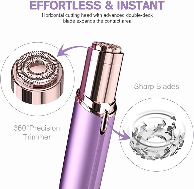 Women Facial Hair Removal Device Battery Operated with 2 Replacement Heads, Painless Womens Face Shaver for Chin Upper Lips Peach Fuzz-VivaGrace Women