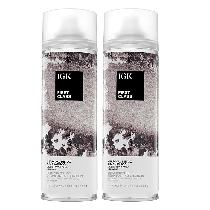 IGK FIRST CLASS Charcoal Detox Dry Shampoo | Volume + Soothes Scalp + Balance Oil | Vegan + Cruelty Free | 6.3 oz (Pack of 2)-VivaGrace Women