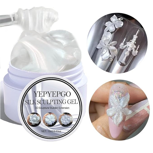 3D Pearl Nail Gel Non-Sticky Hand Solid Builder Gel for Carving Molding Nail Extension Silk Bridesmaids Bride Design Soak Off UV/LED Salon Home DlY, 15g