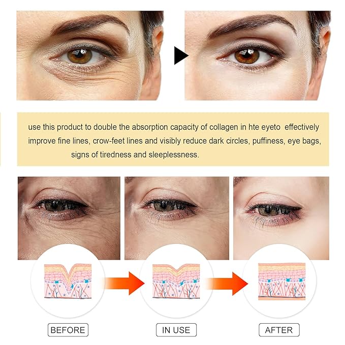 24K Gold Eye Masks, Crystal Collagen Eye Patches for Puffy Eyes, Reducing Fine Lines, Effectively Moisturizing Gold Eye Mask for Dark Circles and Puffiness Wrinkle Eye Bags-VivaGrace Women