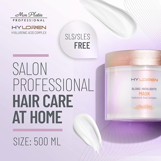 Mon Platin Professional Black Caviar Blonde Hair Mask & HY Loren Blonde Hair Shampoo, Intensive Moisturizing Treatments for Blonde, Bleached & Color-Treated Hair, SLS/SLES/Salt-Free, 500ml Each-VivaGrace Women