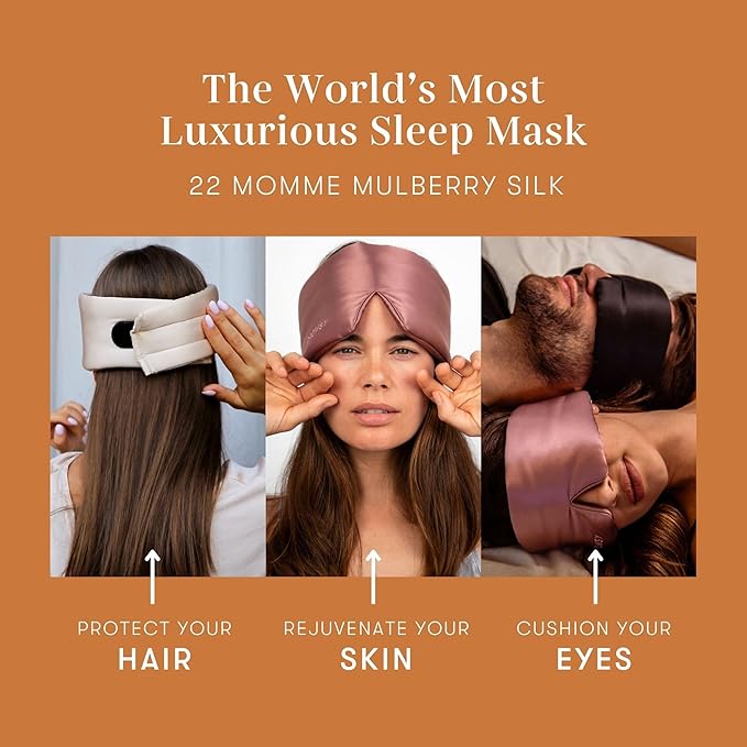 DROWSY Silk Sleep Mask. Face-Hugging, Padded Silk Cocoon for Luxury Sleep in Total Darkness. (Pumpkin Spice)-VivaGrace Women