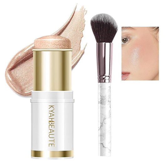 Ponhey Highlighter Makeup Stick for Face and Body, Non-greasy Finish,Delivers a Natural Glow, Long Lasting Waterproof Pearl White Glimmer Glow Sparkly Glitter Body Shimmer-VivaGrace Women