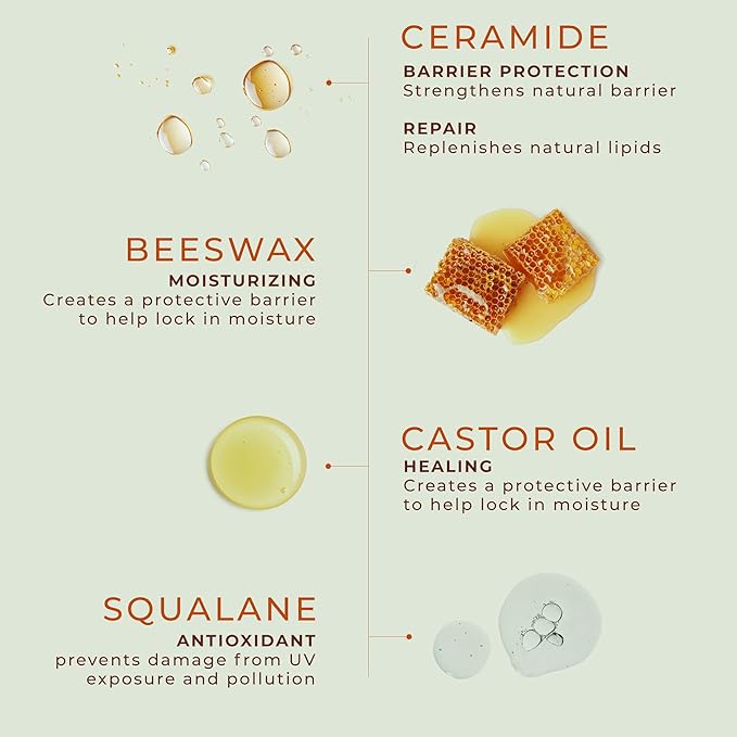 Peppermint Lip Balm with Castor Oil & Vitamin E - Nourishes & Protects Dry Lips, Lip Moisturizer with Ceramide & Squalane, Natural Lip Balm Mint with Deep Hydration for Soft Lips - Lip Repair-VivaGrace Women