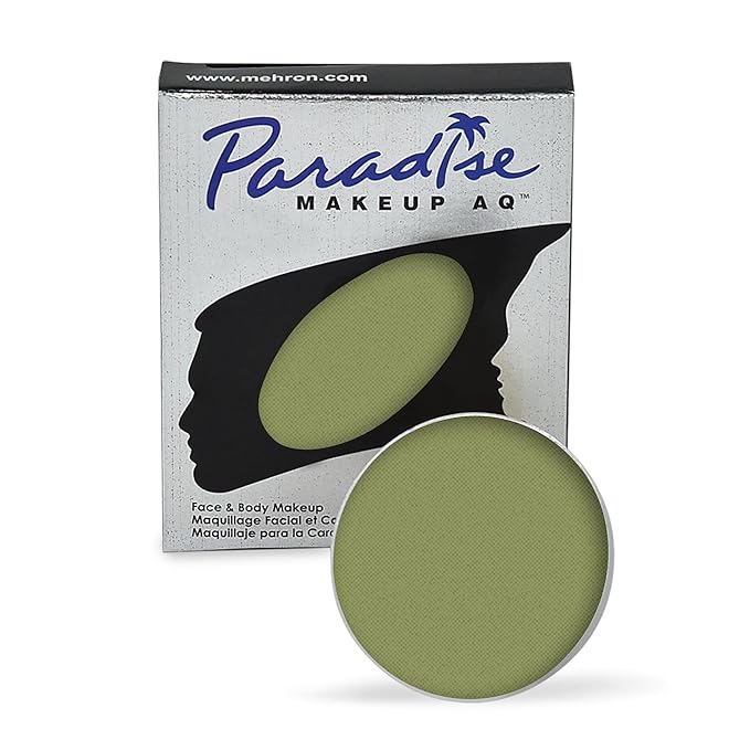 Mehron Makeup Paradise Makeup AQ Refill Size | Stage & Screen, Face & Body Painting, Beauty, Cosplay, and Halloween | Water Activated Face Paint, Body Paint, Cosplay Makeup .25 oz (7 ml) (OLIVE)-VivaGrace Women