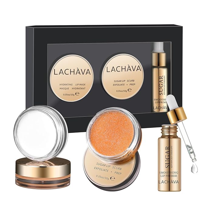 Lip Care Kit with Lip Exfoliator Scrub, Lip Sleeping Mask and Lip Essence Oil for Dry Cracked Lips, Repair and Moisturize Your Lips All Day-VivaGrace Women