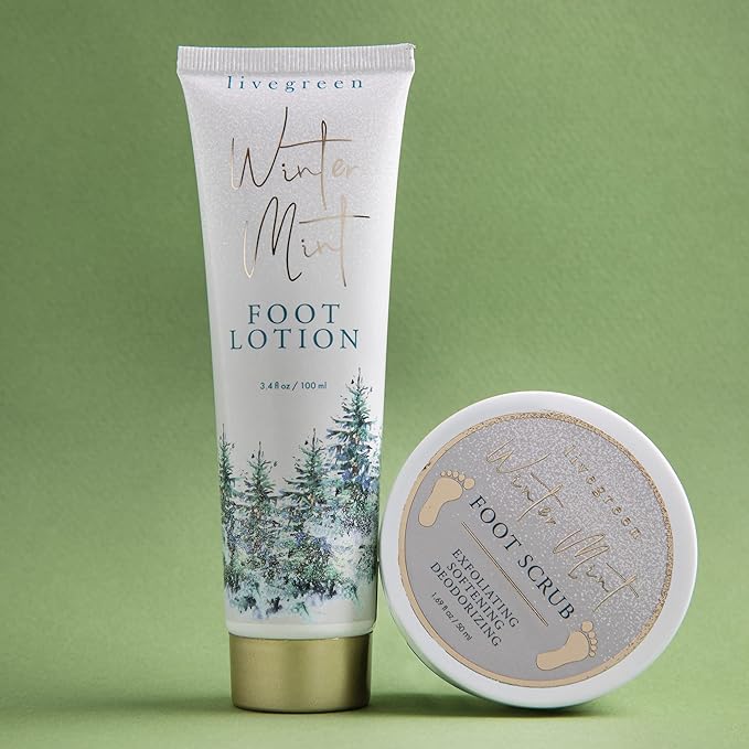 Live Green Bath and Body Set- Foot Spa Set with Fuzzy Socks, Lotion, and Scrub (Winter Mint)-VivaGrace Women