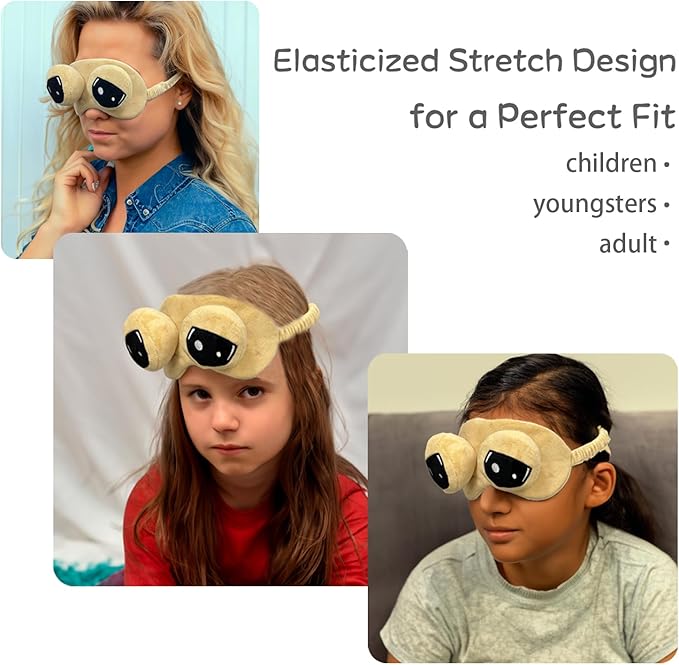 Cooling Eye Mask for Sleeping, Cute Alien Plush Sleep Eye Mask with Adjustable Strap and Built-in ice Pack for Kids & Adults, Cold Under Eye Mask for Travel, Meditation, Relaxation, and Sleep-VivaGrace Women