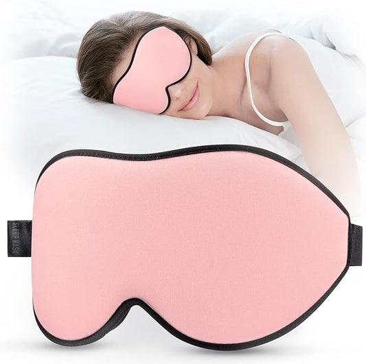 LitBear Sleep Masks for Women, Pink Eye Mask for Sleeping, Comfortable Night Sleeping Mask, Soft Contoured Eye Cover for Sleeping with Elastic Strap for Side Sleeper Men Flying Shift Worker-VivaGrace Women