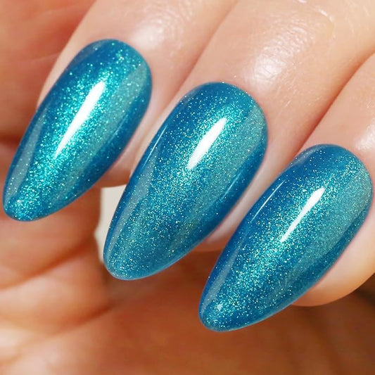 Imtiti Glitter Blue Gel Nail Polish, 0.5 fl oz Shimmer Blue Gel Polish UV/LED Soak Off Nail Design for Spring and Summer