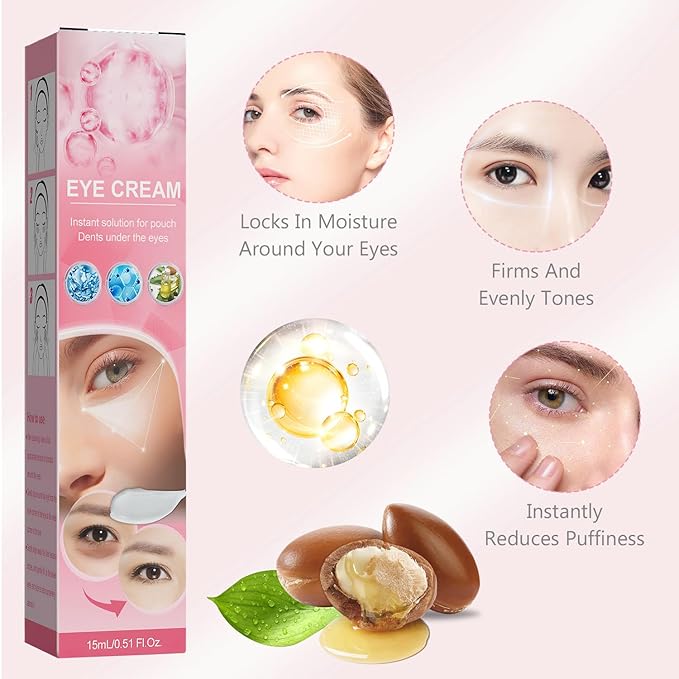 Instant Under Eye Cream, Ream For Eye Bags, Moisturizing Eye Cream, Anti-Wrinkle Eye, Brightening Eyes Tightener Cream, Helps To Instantly Reduce The Puffy Eye Look（2pcs）-VivaGrace Women