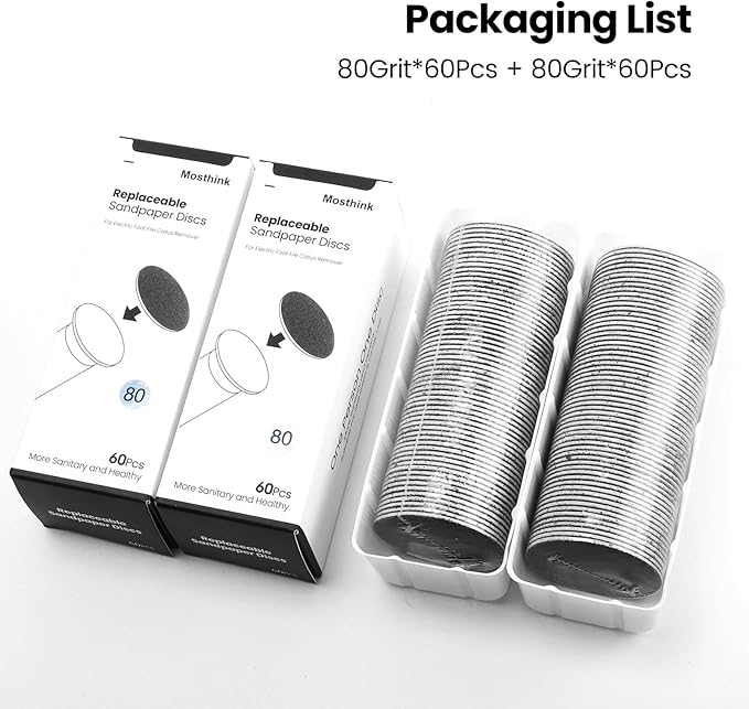120pcs Replacement Sandpaper Refill Discs for Electric Foot File Callus Remover Tool for Men Women Dead Cracked Hard Skin (80 Grit+80 Grit)-VivaGrace Women