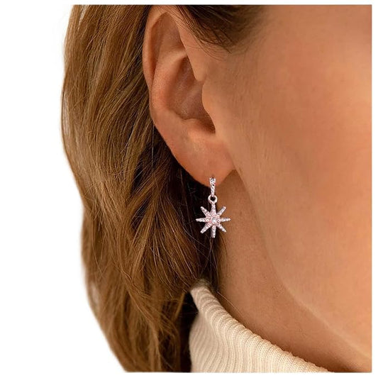 Boho Crystal Sunburst Earrings Rose Gold Star Drop Stud Earrings Cz Paved Starbust Earrings Celestial Earrings Jewelry for Women and Girls-VivaGrace Women