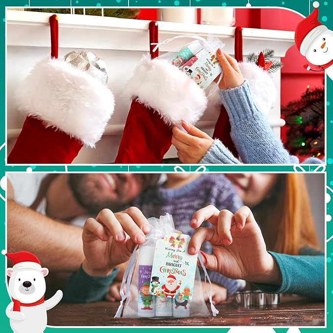 100 Pack Christmas Party Gifts Bulk Lip Balms Favors Bulk Christmas Stocking Stuffers Holiday Party Goodies Gifts Small Thank You Employee Appreciation Gifts for Women Men Coworkers Staff-VivaGrace Women