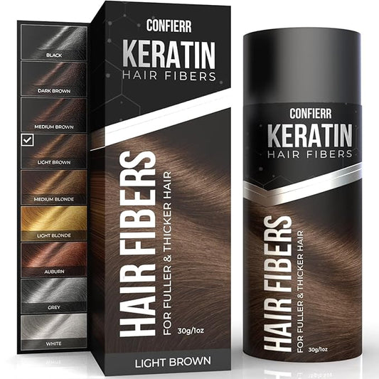 Keratin Hair Fibers for Men & Women - Fill In Fine or Thinning Hair, Instantly Thicker, Fuller Looking Hair (Light Brown 30g)-VivaGrace Women