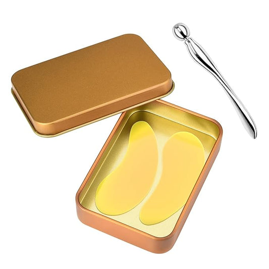 CCbeauty Reusable Under Eye Patches + Eye Cream Applicator Value Set | 100% Silicone Eye Gel Pads | Boost Hydration | Minimize Fine Lines + Wrinkles + Dark Circles | Storage Tin Included | Mango-VivaGrace Women