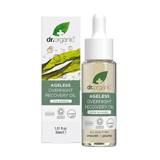 Dr. Organic Ageless Overnight Recovery Oil with Seaweed | Smoothing and Plumping, Maximum Hydration for All Skin Types, Dermatologically Tested, Certified Organic, Paraben & SLS-Free, 30 mL / 1 fl oz-VivaGrace Women