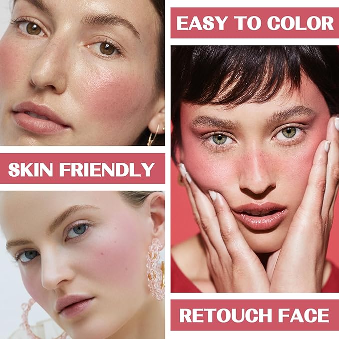 2Pcs Cream Blush Makeup Stick,Monochromatic Multi-Stick Face Blush for Cheek,Lip and Eye,Matte and Dewy Finish for Long Wearing,Easy Application.HOTLINE-VivaGrace Women