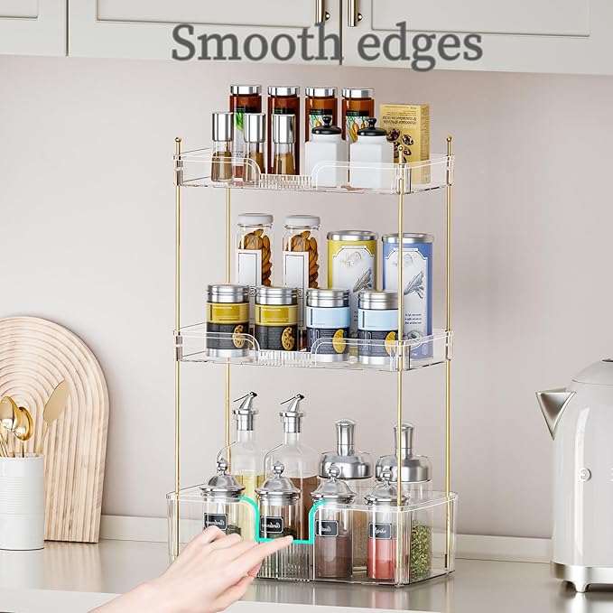 3 Tier Bathroom Countertop Organizer, Makeup Skin Care Organizer, Perfume Tray Vanity Countertop Organizer for Bathroom Countertops-VivaGrace Women