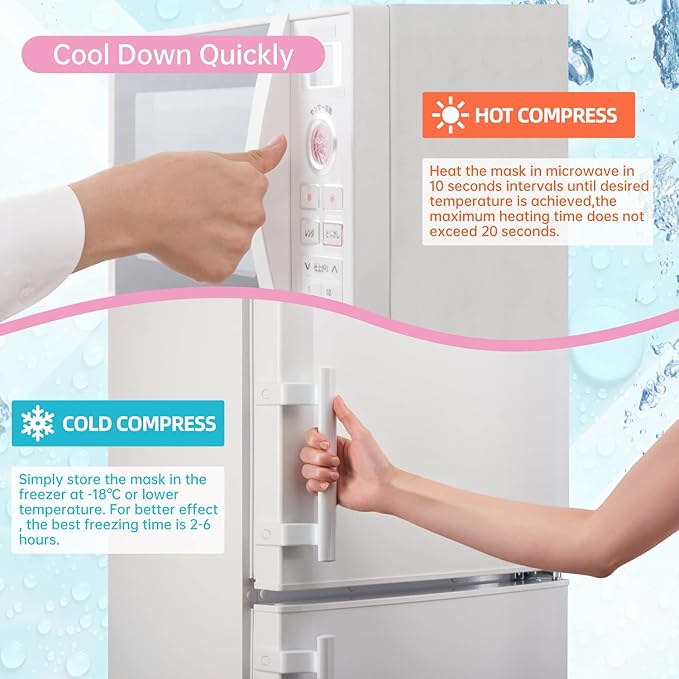 Ice Face Mask Reusable and Cold Gel Eye Mask for Puffiness/Dark Circles/Eye Bags/Dry Eyes/Headaches/Migraines/Stress Relief,Ice Pack for Eyes & Face (Pink)-VivaGrace Women