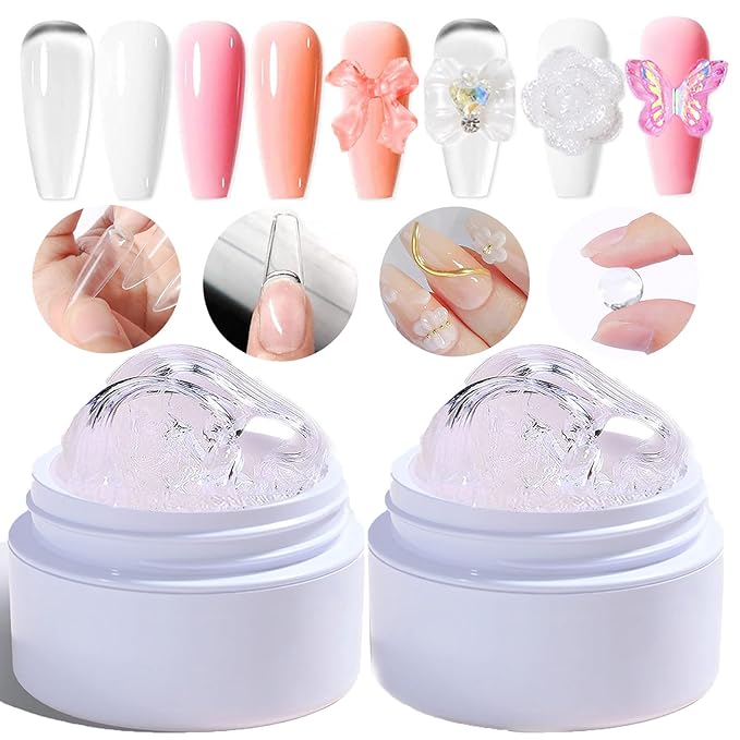 Solid Sculpture Builder Gel for Nails 2PCS, Non-Sticky Hand Solid Builder Gel, Upgrade Solid Extension Gel, 3d Sculpting Gel for Nail Art Design,Clear