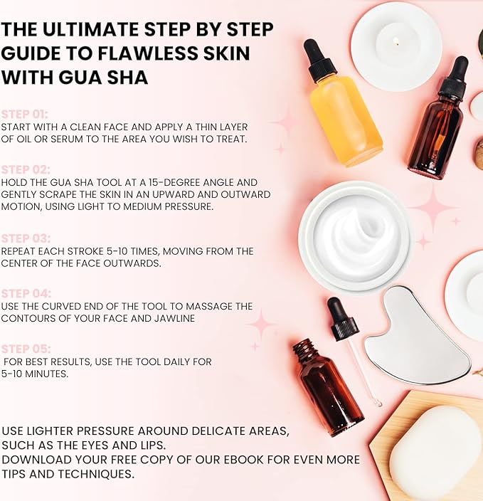 Sacred Healing Premium Stainless Steel Gua Sha Facial Tool – Enhance Beauty, Anti-Aging, Pain Relief, Lymphatic Drainage – Ideal for Home and Professional Use- Metal Gua Sha-VivaGrace Women