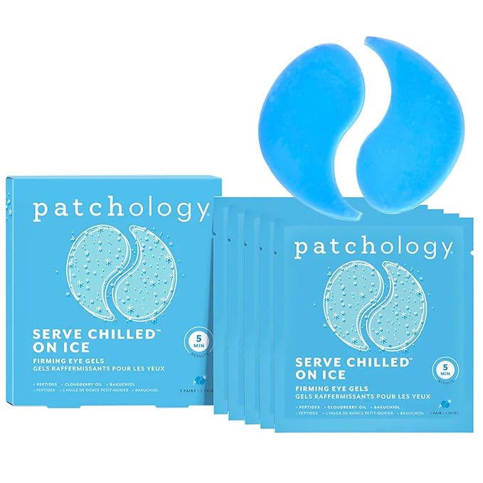 Patchology Iced Cooling Under Eye Mask Patches with Peptides, Cloudberry Oil and Bakuchiol. Cool eye gels to firm skin and soothe, reduce fine lines and under eye bags 5 Pair-VivaGrace Women