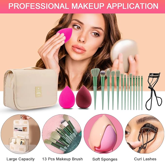 All in One Makeup Kit for Women Full Kit, Professional Travel Makeup Kit for Women & Teens, Foundation Eyeshadow Lipstick Brow Pencil Eyeliner Contour Powder, Complete Make Up Gift Set for Beginners-VivaGrace Women