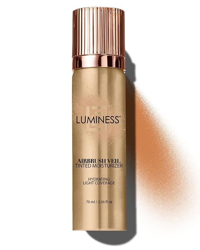 LUMINESS Airbrush Veil Tinted Moisturizer, Tan 100 - Lightweight, Hydrating, & Skin-Plumping Face Moisturizer Spray - Facial Skin Tint with Hyaluronic Acid Ceramides, Glycerin, Aloe & Hydrolyzed Silk-VivaGrace Women