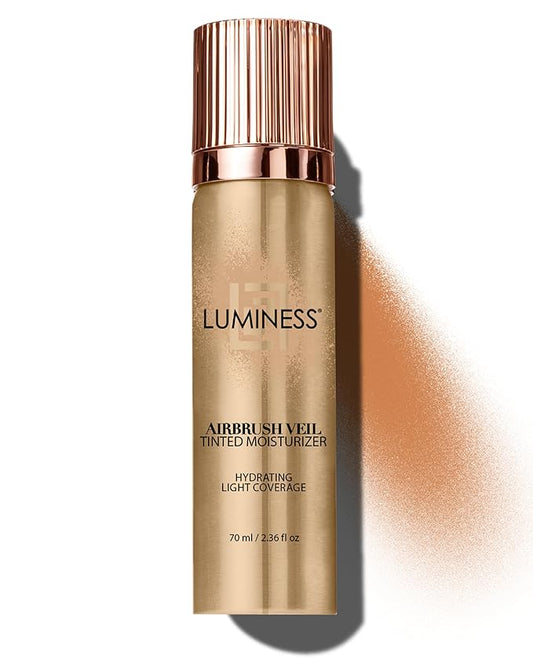 LUMINESS Airbrush Veil Tinted Moisturizer, Tan 100 - Lightweight, Hydrating, & Skin-Plumping Face Moisturizer Spray - Facial Skin Tint with Hyaluronic Acid Ceramides, Glycerin, Aloe & Hydrolyzed Silk-VivaGrace Women