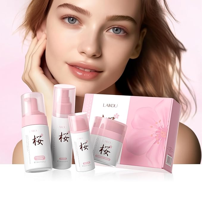 Skin Care, Skin Care Set, Skin Care Kit with Cleansing Mousse, Toner, Serum, Essence Cream Women Beauty Gift Sets 4pcs for Women Teen Girls Mom Daughter Mother's Day Birthday Christmas-VivaGrace Women